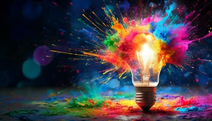 Eureka Burst: Capturing the Impactful and Inspiring Moment of Creativity with a Colourful Explosion of Paint Energy"