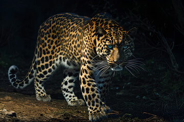 A full body shot of a Leopard, animal