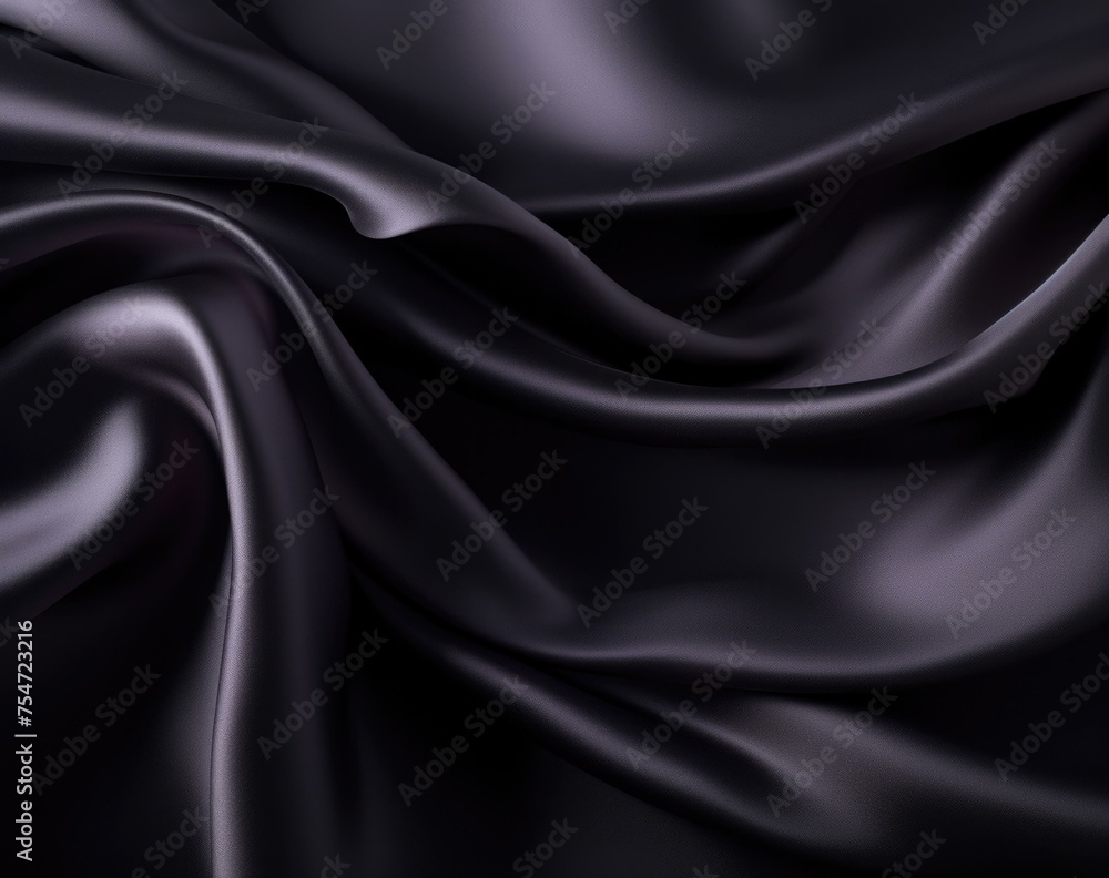 Poster a mysterious black satin fabric with elegant folds and waves, perfect for background usage. generati