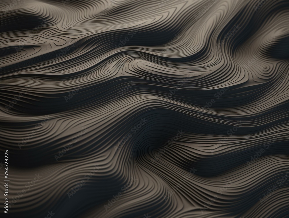 Poster 3d rendering of a wavy surface. generative ai.