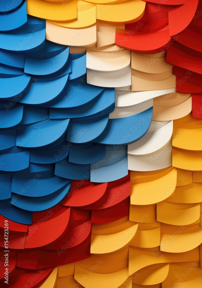 Aufkleber colorful paper cutouts of various shapes create a vibrant and playful display. generative ai.