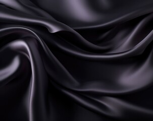 Obraz premium A mysterious black satin fabric with elegant folds and waves, perfect for background usage. Generative AI.