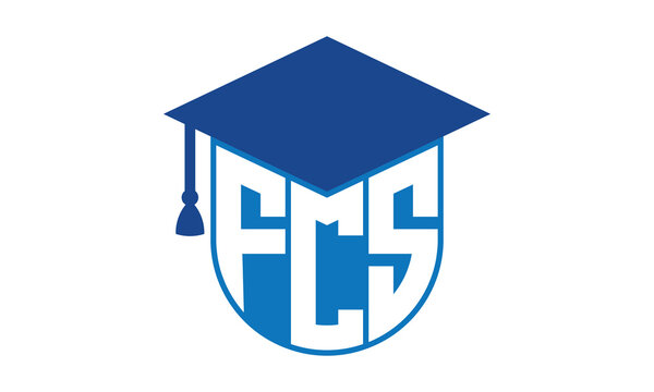 FCS initial letter academic logo design vector template. school college logo, university logo, graduation cap logo, institute logo, educational logo, library logo, teaching logo, book shop, varsity	