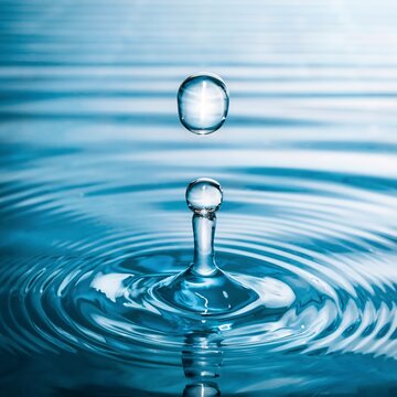 Water and bubbles on the blue water background