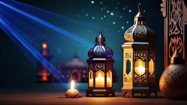 Lamp of symbol ramadhan seamless looping 4k animation video background