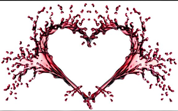 Water splashes in heart shape isolated on white background