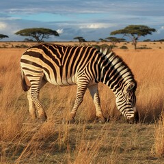 Fototapeta na wymiar Zebra on grassland in Africa, National park of Kenya