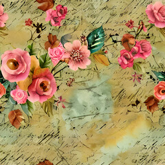 Scrapbooking paper with pink flowers