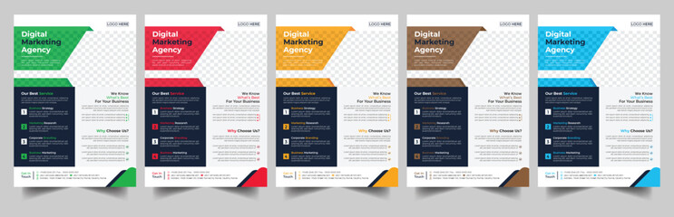 Modern Creative Corporate business, digital marketing agency flyer Brochure design, cover modern layout, annual report, poster, flyer in A4 template - obrazy, fototapety, plakaty