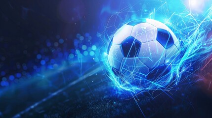 Fototapeta premium Football or soccer background with glowing line. abstract background for football ad, tournament ad, sport ad, football league add.