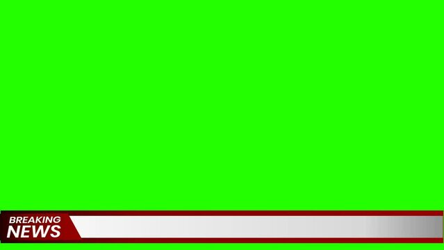 Animated breaking news lower third on green background. Suitable to place on content about news, etc.