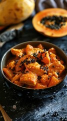 Papaya chicken. Tropical meal