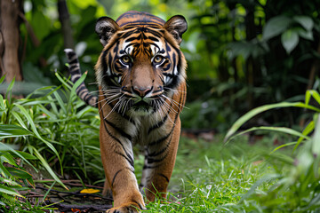 Obraz premium A full body shot of a Sumatran Tiger, animal