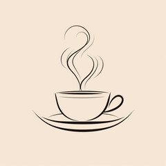 Coffee cup icon design template. Hand drawn illustration