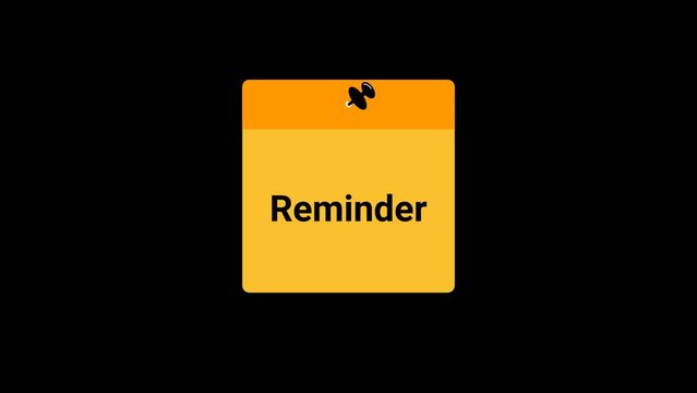 Reminder Sticky note Animation with transparent background 