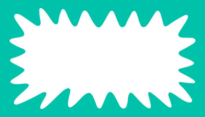 Wave rectangle frame. Doodle scalloped edge border with wavy pattern. Graphic design. Cute curved frame box. Geometric abstract background. Hand drawn vector illustration isolated on white background.