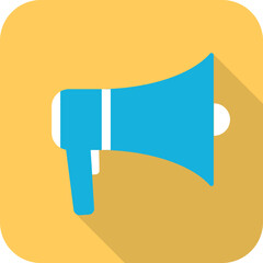 Loudspeaker, megaphone, loudspeaker icon isolated on orange background with side shadow. Vector, design illustration.