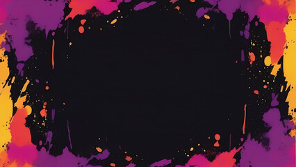 Obraz premium Frame made of multicolored blots of paint, black background