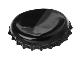 One black beer bottle cap isolated on white