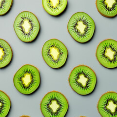 Fototapeta premium Pattern with kiwi pieces.Bright juicy background with kiwi. Green background with kiwi fruit.Template,wallpaper,background with kiwis