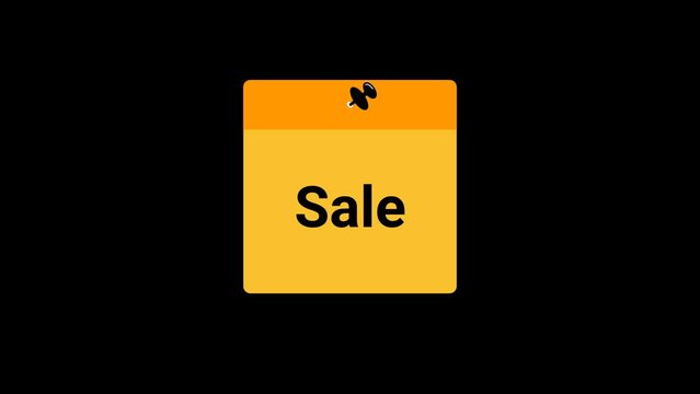 Sale Sticky note Animation with transparent background 