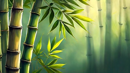 Fototapeta na wymiar watercolor style bamboo forest background, nature background