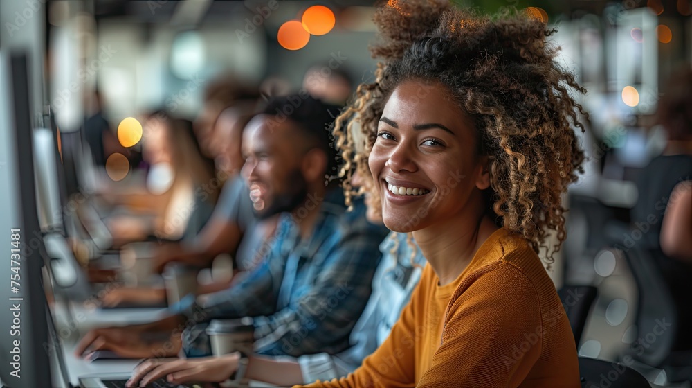 Wall mural group of diverse multiethnic business people and software developers working as a team in office