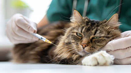 The cat is at the vet's appointment.