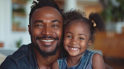 portrait of happy father and his daughter fun love happiness at home  