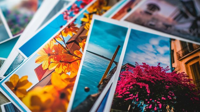 Vibrant Assortment of Travel and Nature Photography Prints on Display