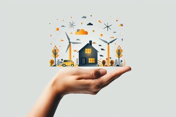 Advancing Sustainable Design: The Role of 3D Design Construction and Wind Power in Promoting Eco-Friendly Home Technology - obrazy, fototapety, plakaty