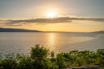 sunset and view on the croatian city 