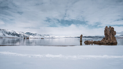 Mono Lake with snow