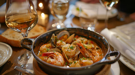 French Coastal Delights Bouillabaisse with Fresh Seafood, generative ai