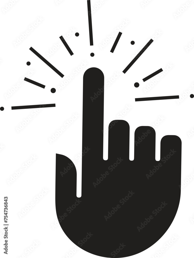 Poster click with hand cursor. icon for design. easily editable