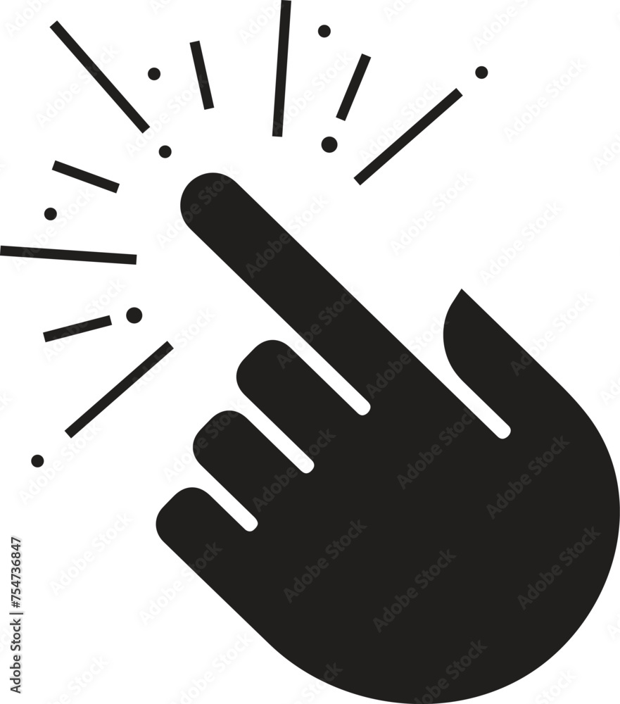 Poster click with hand cursor. icon for design. easily editable