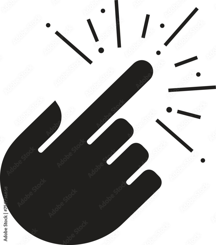 Poster click with hand cursor. icon for design. easily editable