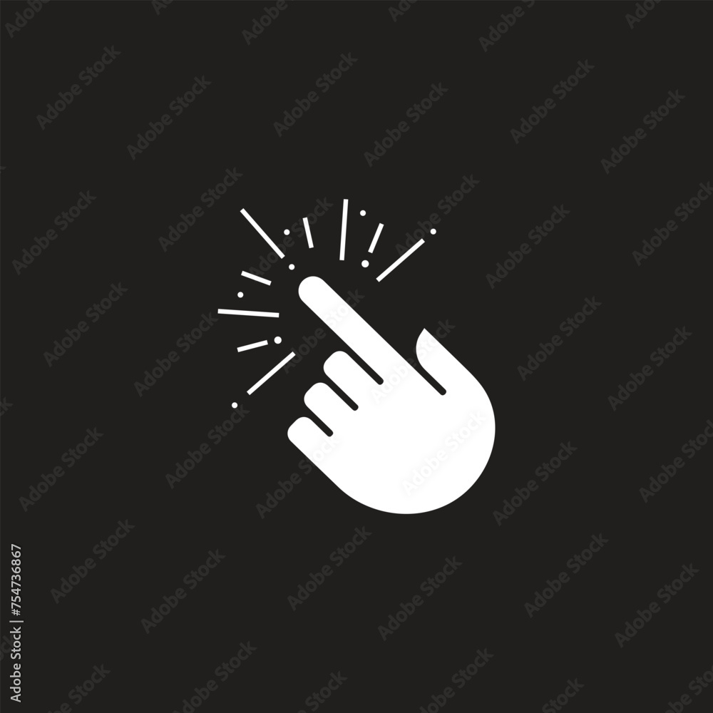Poster click with hand cursor. icon for design. easily editable