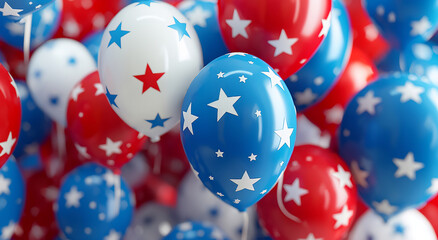 Star-Spangled Balloons: A Festive Array of Red, White, and Blue - obrazy, fototapety, plakaty