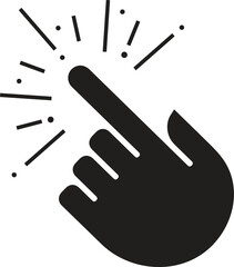 Click with hand cursor. Icon for design. Easily editable