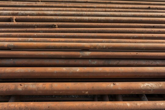 large rusty metal rebars on plain white background from Generative AI