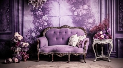 purple armchair in a room