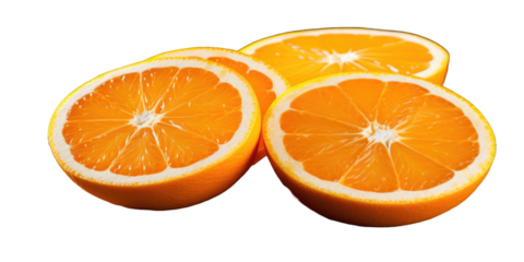  three orange slices isolated on white background