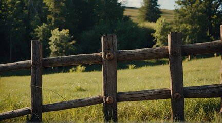 Fototapeta premium wooden fence on side of a farm from Generative AI