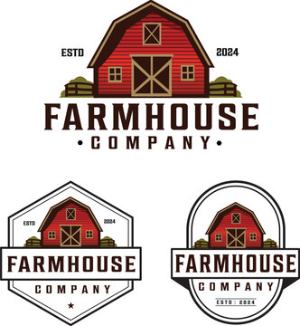 Farmhouse logo design with editable vector file