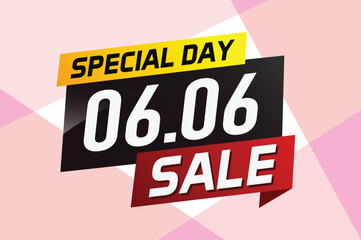 6.6 Special day sale word concept vector illustration with ribbon and 3d style for use landing page, template, ui, web, mobile app, poster, banner, flyer, background, gift card, coupon

