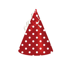 Red party hat with polka dot pattern, vector