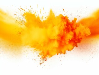 Fiery Explosion: Vivid Orange and Yellow Holi Powder Burst
