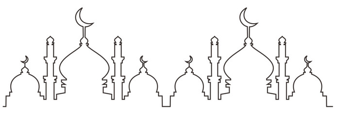 Mosque line art vector minimalist design. islamic ornament background