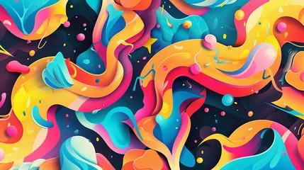 Tuinposter Craft an abstract background where vibrant shapes of various sizes and orientations intersect and overlap, creating an engaging visual feast for the eyes. © Itrat